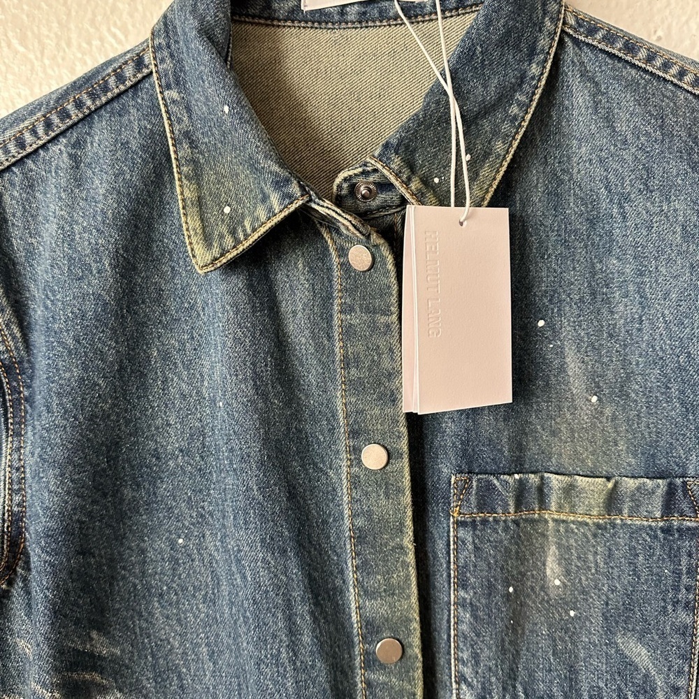 HELMUT LANG Women’s Painted Long Sleeves Denim Shirt Jacket BNWT - Picture 4 of 16